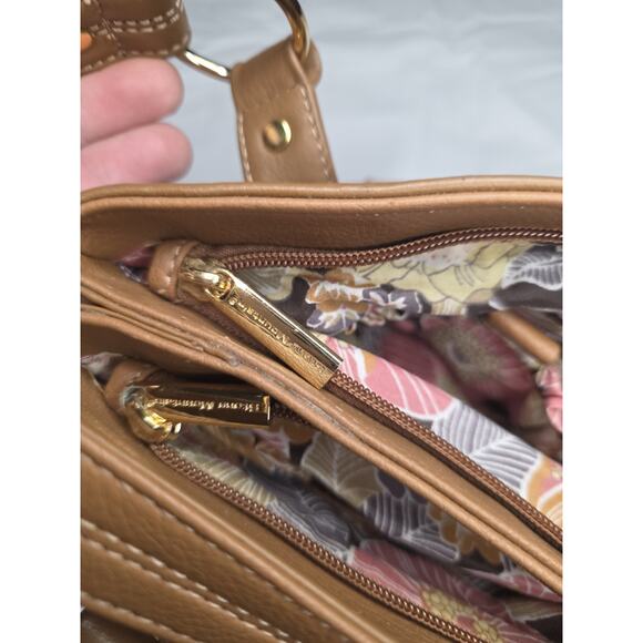 Vintage Stone Mountain USA Tan Leather Shoulder Bag Crossbody Adjustable - Picture 9 of 9